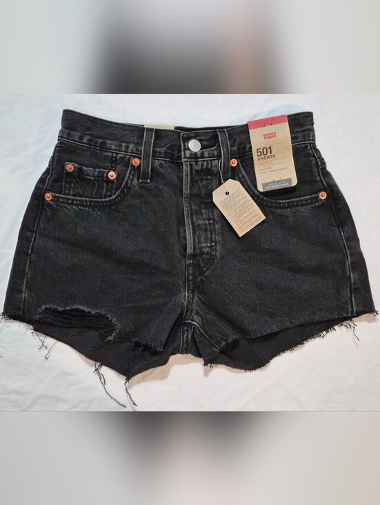 Levi's Pants - Levi's 501 Original Denim Shorts Black Frayed Hem NWT Size 24